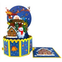 4D Pop Up Christmas Card Box Santa Claus Snowman reindeer Merry Christmas, Xmas gift, home decorations, ornaments